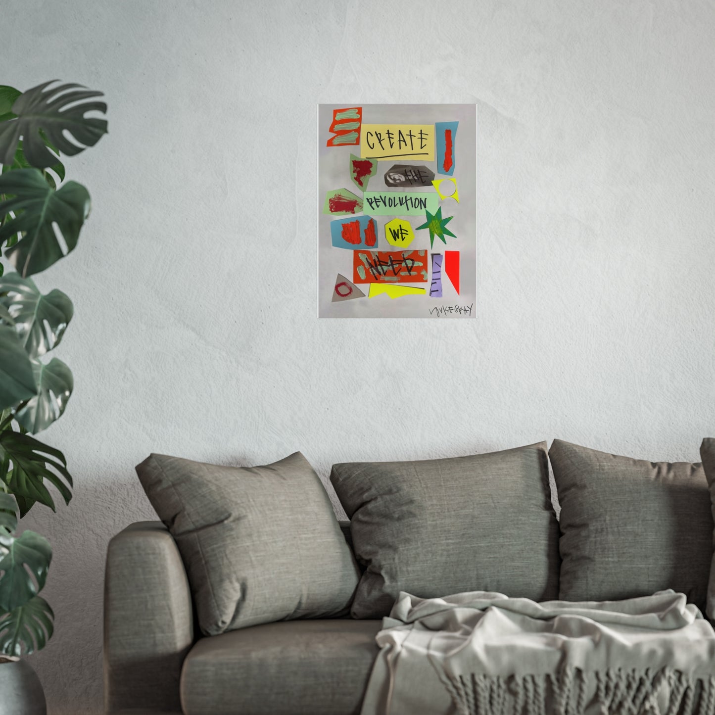 Colourful collage of Create The Revolution We Need Fine Art Poster
