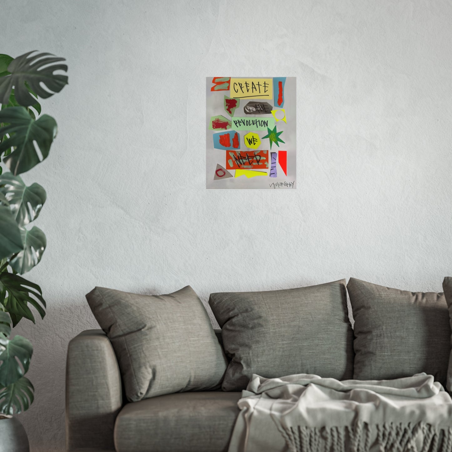 Colourful collage of Create The Revolution We Need Fine Art Poster